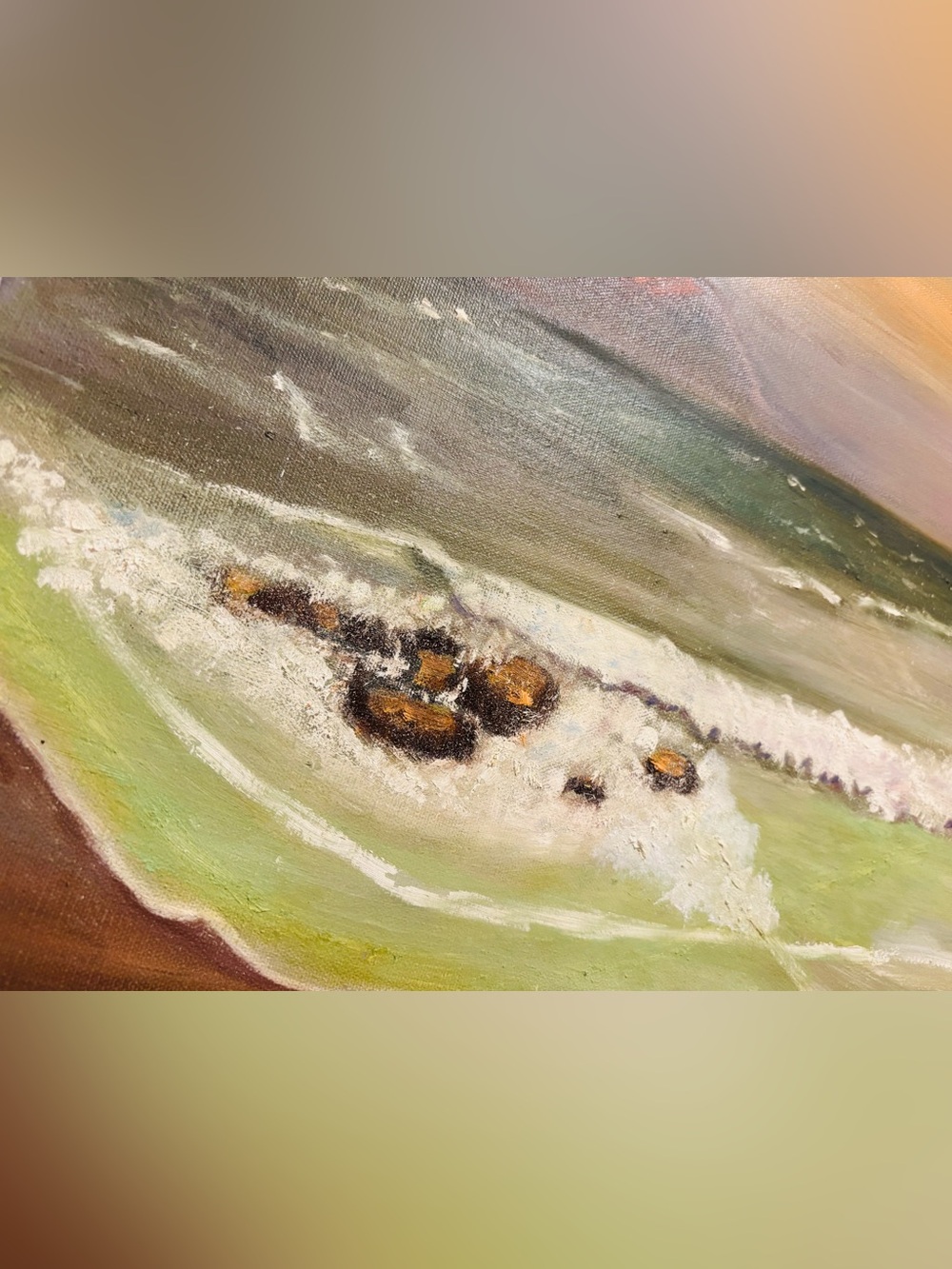 SALE Original Fine Art GOULD Artist Signed 1972 Vintage Seascape Painting Canvas - Picture 7 of 12
